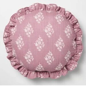Studio McGee Round Ruffle Floral Jacquard Pillow Purple/Cream - Thresholds